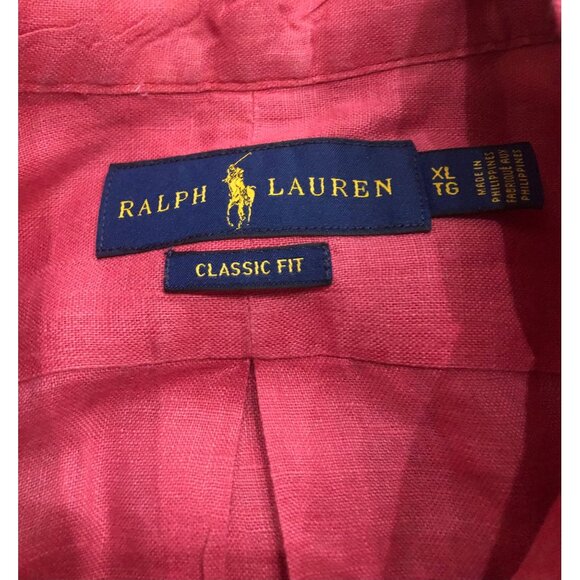 Polo Ralph Lauren Mens XL Light Red Linen Long Sleeve Button Down Shirt - Picture 3 of 5